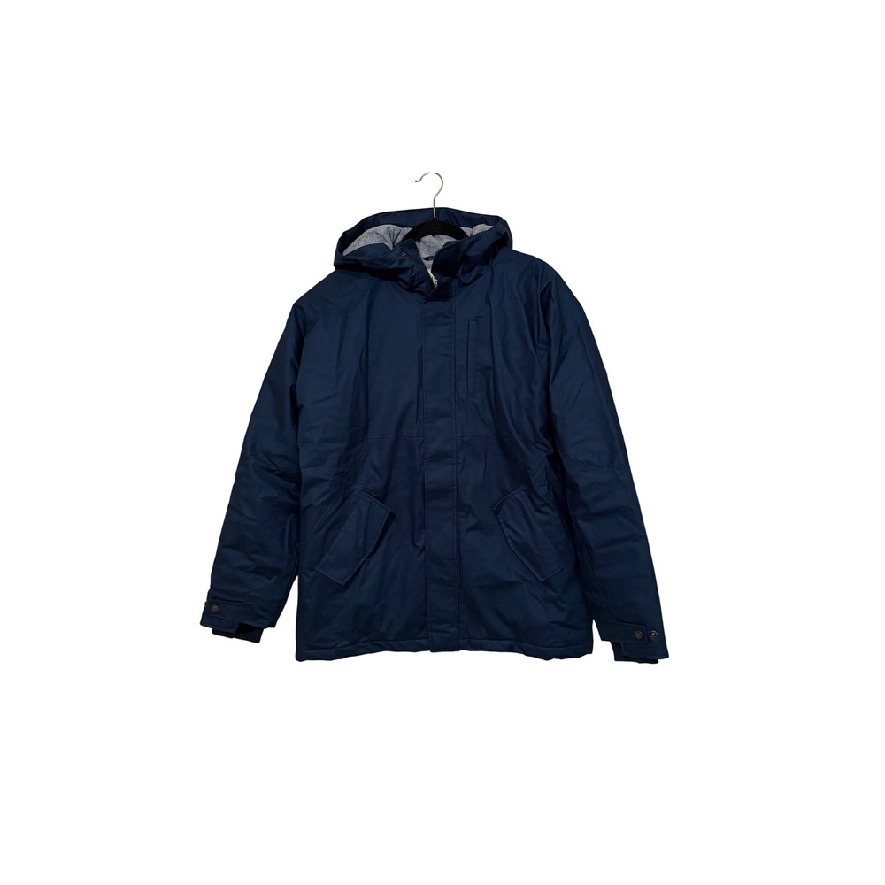 Hoodlamb Hemp Tailor Mens Short Hooded Parka Navy Blue Jacket NWT